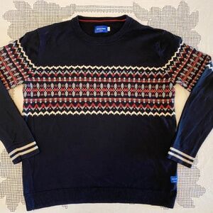 Jack & Jones - Men’s Sweater - Size L – Fair Isle Knit - Navy Blue, White, Red